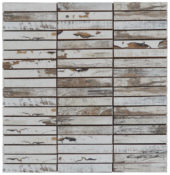 0.7"x4" Wood Rectangles Mix White Grey Ceramic Mosaic | Diversity Kitchen Bath & Tile