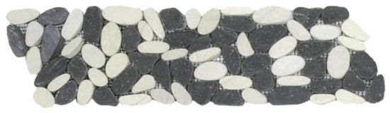 Mix White/Black Sliced Matte Pebble Interlocking Border | Diversity Kitchen Bath & Tile