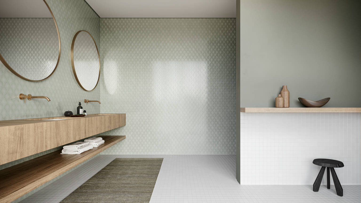 Traditions Soft Sage Glossy Scallop Mosaic | Diversity Kitchen Bath & Tile