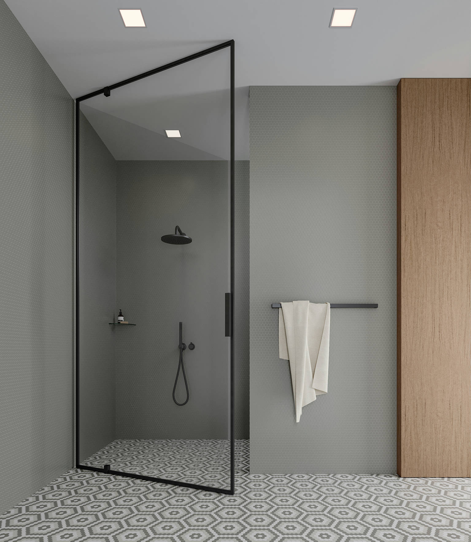 Traditions Taupe Matte 1in Hex Mosaic 2 | Diversity Kitchen Bath & Tile
