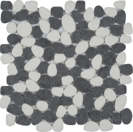 White&Black Reconstituted Pebble Interlocking Mosaic | Diversity Kitchen Bath & Tile